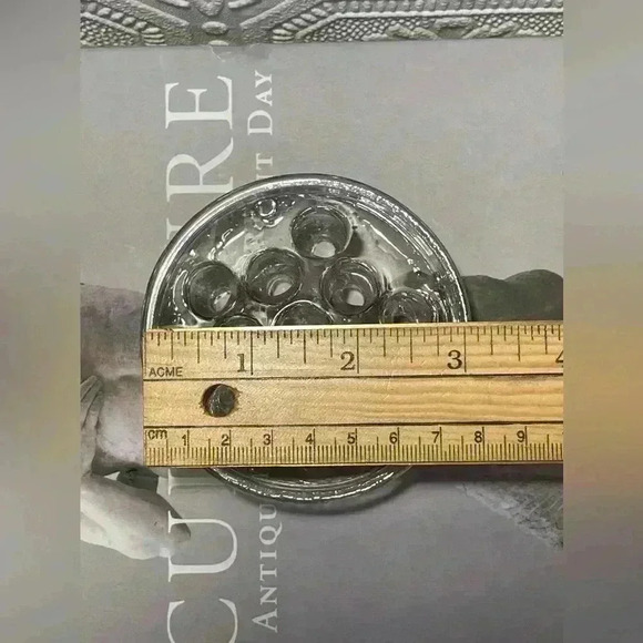 Vintage Clear Glass 11 Hole Flower Frog Flower Holder Stem Holder Arrangement - Picture 6 of 6